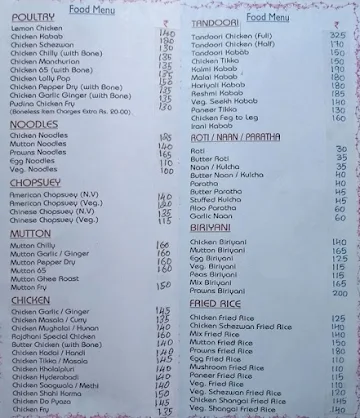 Rajadhani Delux Bar and Restaurant menu 