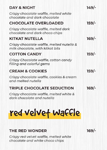 Belgian Waffle Factory menu 