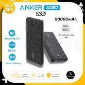 Sạc Dự Phòng Anker A1287 Dung Lượng 20000 Mah Cổng Type C Sạc Nhanh 20W - Bảo Hành 12 Tháng