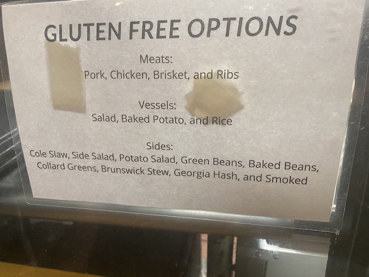 They have a sign listing gluten free options at the counter.