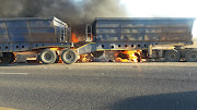 The scene of an accident on the R11 Road between Middelburg and Hendrina  in Mpumalanga on Friday afternoon where nine people were killed, eight of them burnt beyond recognition.