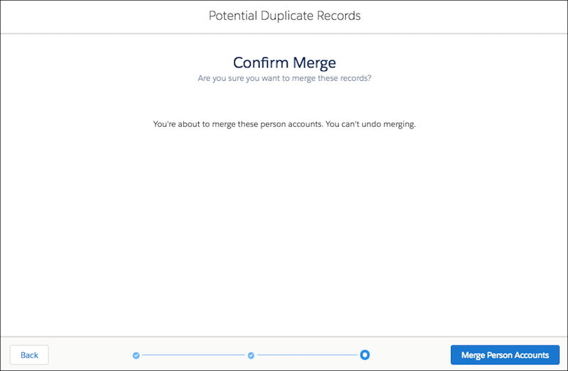 Merge confirmation for person accounts