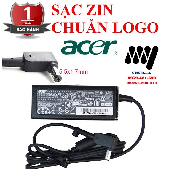 Sạc Laptop Acer Aspire 5 V3 19V 2.37A 45W V3 - 111 V3 - 112 V3 - 472 V3 - 571 V3 - 572 Es1 - 512 - C5S4 - Zin New - Kèm Dây Nguồn