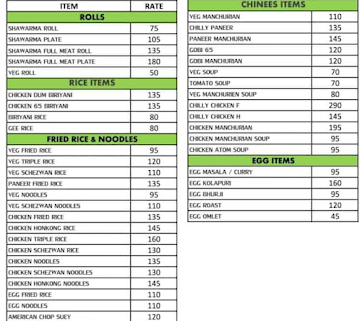 Rotana Cafe menu 