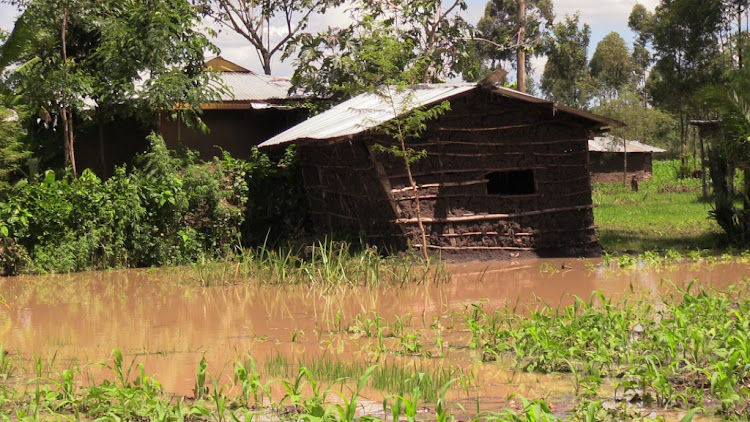 A house marooned by flood waters at Luoele village in Likuyani constituency, May 9, 2024.