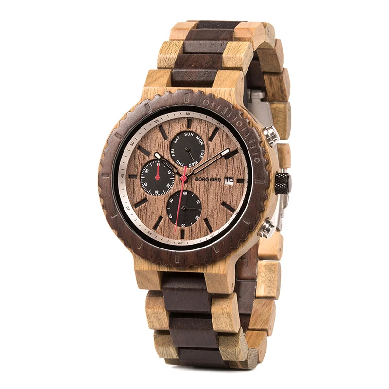 Houten horloge voor jongeren, business casual mode. Stijlvol en elegant, ideaal voor werk en vrije tijd. Een uniek en trendy accessoire.