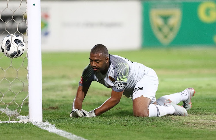 Itumeleng Khune reacts to missing the second penalty during the Absa Premiership match between Golden Arrows and Kaizer Chiefs at Princess Magogo Stadium on December 01, 2018 in Durban, South Africa.