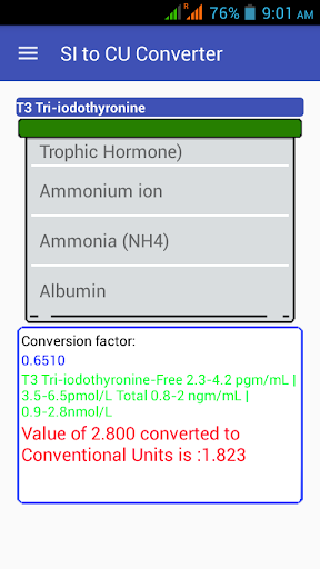 S.I S.U CalculatorBiochemistry