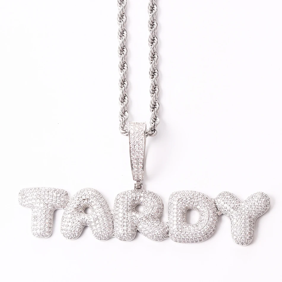 Zirkonium Bubble Engelse Letter Hanger Combinatie Ketting, een stijlvol accessoire om je look te verbeteren, perfect cadeau voor hem of haar.