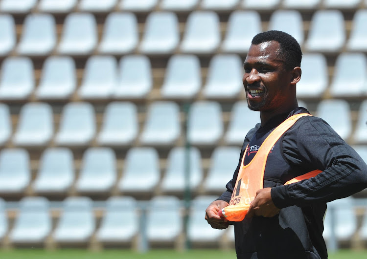 Alfred Ndengane of Orlando Pirates during the Orlando Pirates Training on the 22 October 2018 at Rand Stadium.