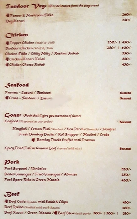 Peppers menu 