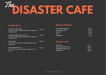 The Disaster Cafe menu 