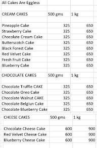 Cake Affair menu 1