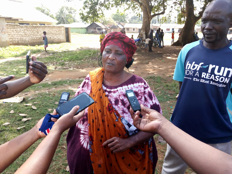 A voter Zipora Nyawere speaking to the media at Mwamabani polling station in Ukunda on Thursday, October 1, 2020.