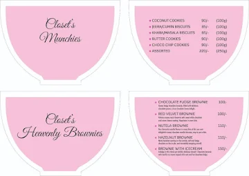 Cake Closet menu 