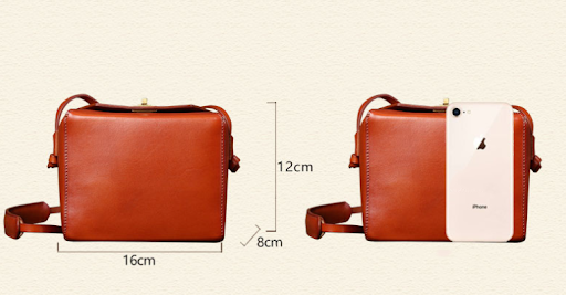 Title 1, Square Box Bag Retro Leather Female Bag Messeng...