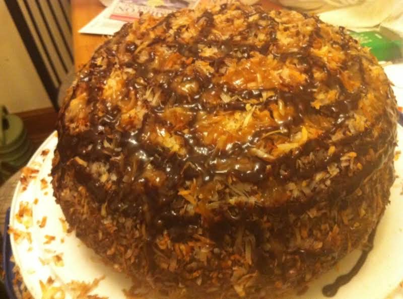 Chocolate Caramel Coconut Cake!