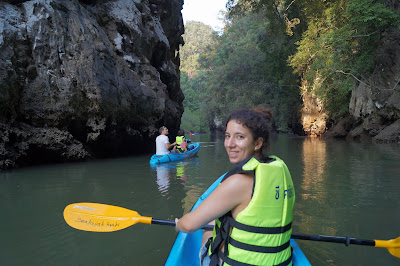 Canoe into the narrow canyon of Ao Thalane