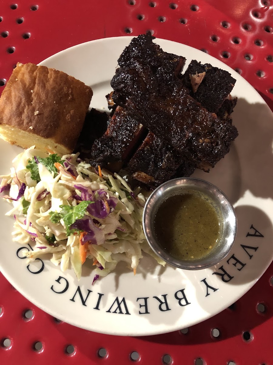 Rack of ribs and gluten free cornbread