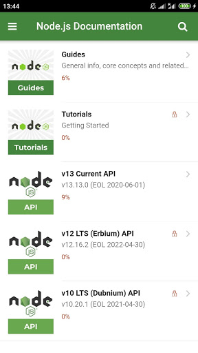Screenshot Node.js Docs
