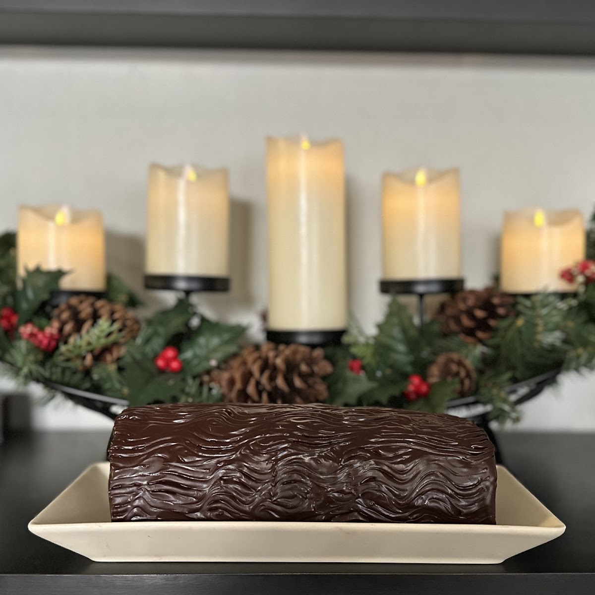 Black Forest Yule Log Cake