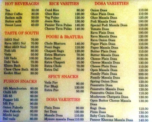 Swagatam Dakshin Foods menu 