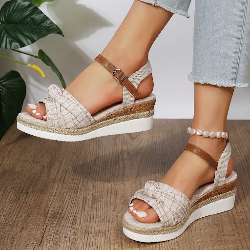 Title 7, Womens Buckle Wedge Platform Sandals offer hei...