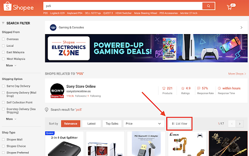 Shopee MY List Views