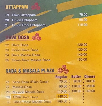 Dosa Plaza menu 