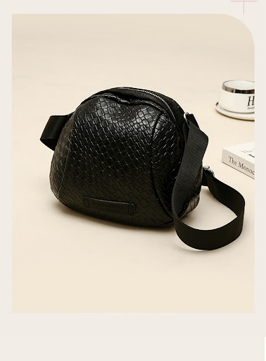 Title 17, Woven PU Shell Shoulder Messenger Bag, a stylis...