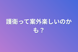 護衛って案外楽しいのかも？