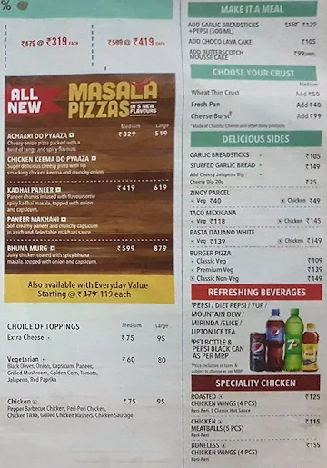 Domino's Pizza menu 