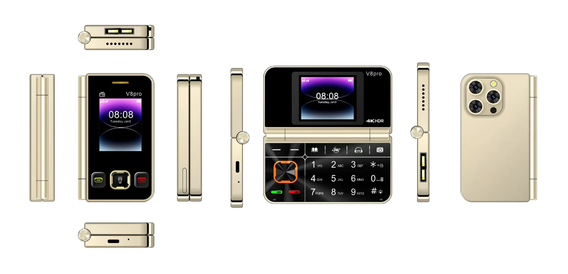 Title 3, V8pro Dual Screen Folding Flip Function Mobile ...