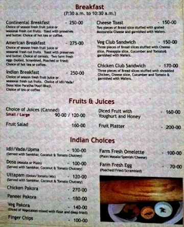 Justin - Hotel Simran menu 