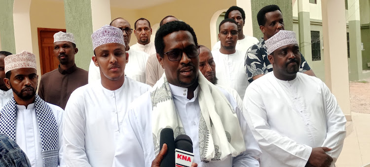 Dadaab MCA and Assembly Majority Leader Mohamed Abdi speaking to the press.