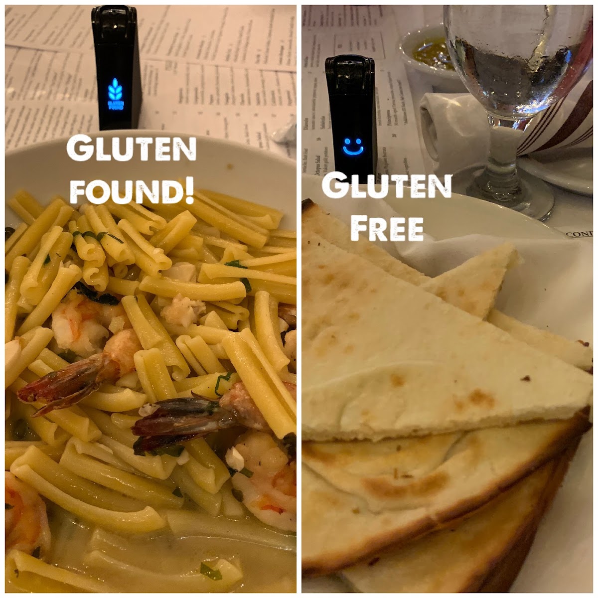 I’m thankful I ordered the $5 GF bread as it tested GF and tasted great. Everyone in our party of 7 agreed that it was better than their bread too!  However, my main GF dish had gluten! 😣