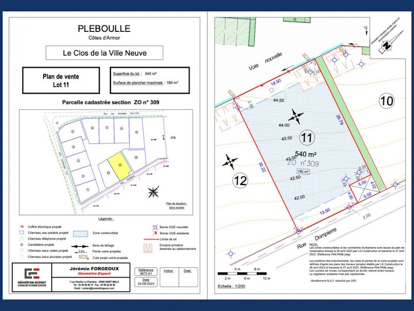 Vente terrain  542 m² à Pléboulle (22550), 62 601 €