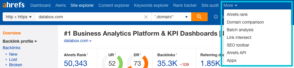 ahrefs more option