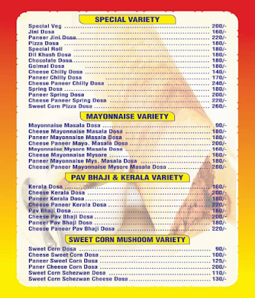 Sai Fast Food Dosa Corner menu 