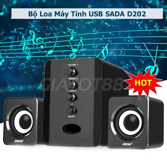 Loa Vi Tính Sada D202, Loa Máy Tính Để Bàn, Thiết Kế Nhỏ Gọn, Bass Trầm Ấm, Âm Thanh Hay, Bảo Hành Chính Hãng