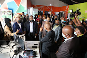 President Cyril Ramaphosa visiting the Mafikeng digital innovation hub in Mahikeng ahead of the presidential Imbizo in the North West province. 