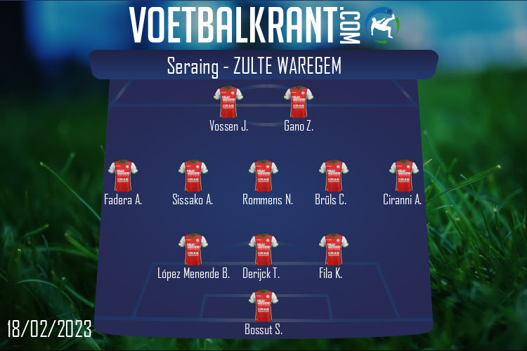 Opstelling Zulte Waregem | Seraing - Zulte Waregem (18/02/2023)