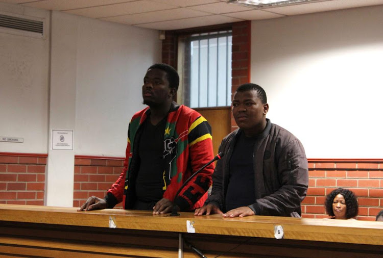 Tholinhlanhla Ngcobo and Philasande Mvelase attend court proceedings on Tuesday.