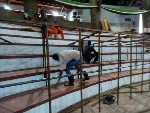 Workers prepare the national tallying centre at Bomas of Kenya for the Thursday election, October 24, 2017. /JAMES MURIMI