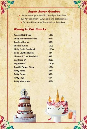 Cakes & More menu 