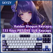 133 Phím Raiden Shogun Keycaps Cherry Profile Genshin Impact Beelzebul Anime Pbt Dye Sub Bàn Phím Cơ Keycap