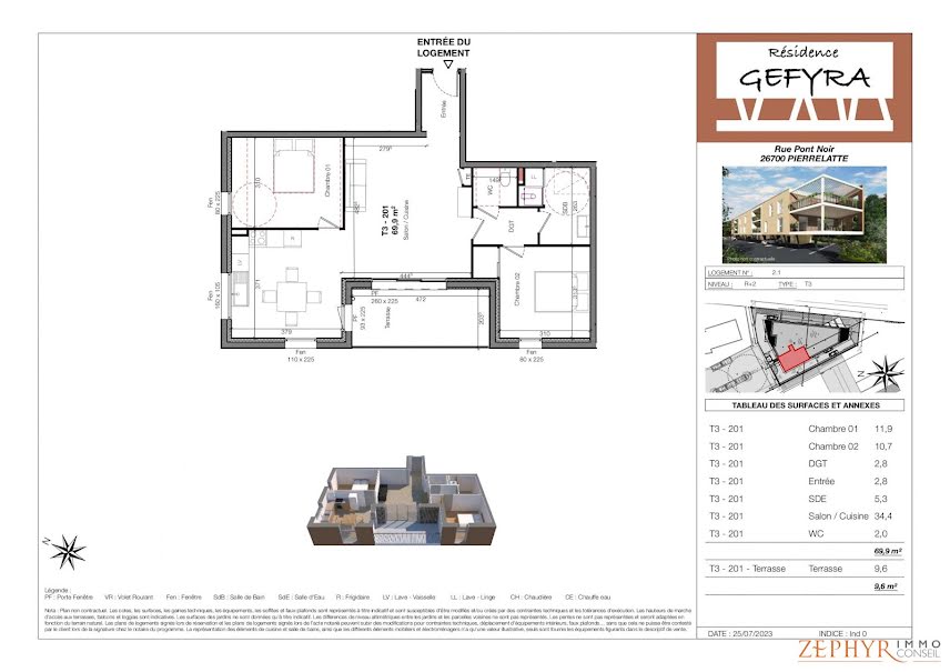 Vente appartement 3 pièces 70 m² à Pierrelatte (26700), 235 000 €