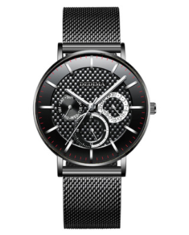 Multifunctioneel stalen horloge met drie ogen en zes wijzers. Een stijlvolle en praktische accessoire voor de moderne man.