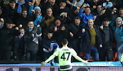 Manchester City's Phil Foden celebrates scoring their second goal in their FA Cup fifth round win against Bristol City at Ashton Gate Stadium in Bristol on February 28 2023.