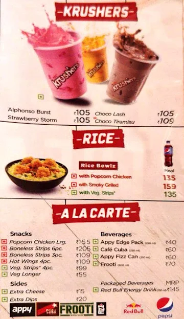 KFC menu 